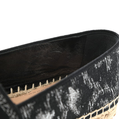 Christian Dior Lurex Embroidered Mizza Granville Espadrille 37 Metallic Grey Black 9 of 11
