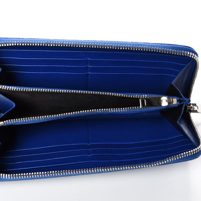 Saint Laurent Calfskin Crocodile Embossed Monogram Zip Around Wallet Royal Blue 7 of 9
