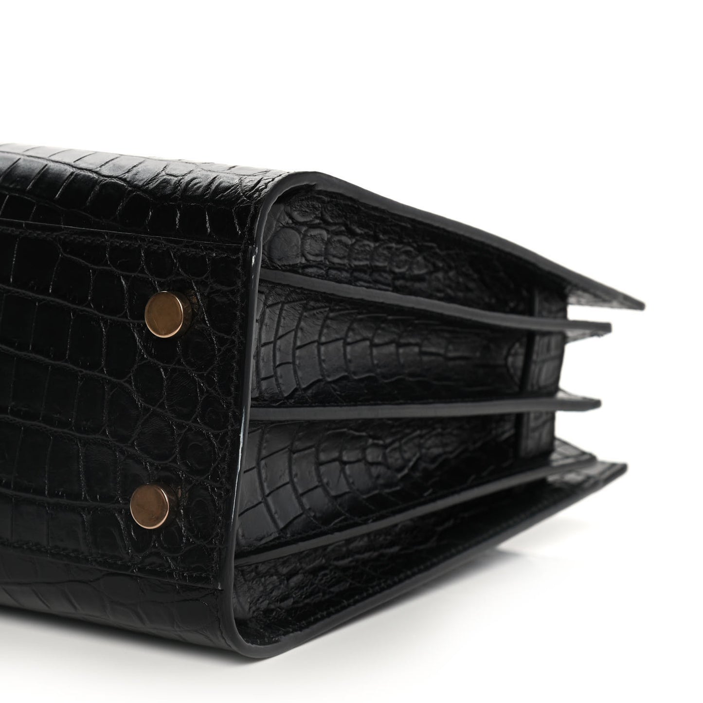 Calfskin Crocodile Embossed Baby Sac De Jour Black