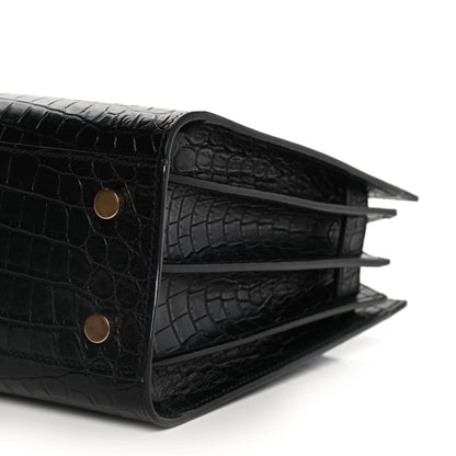 Saint Laurent Calfskin Crocodile Embossed Baby Sac De Jour Black 9 of 17