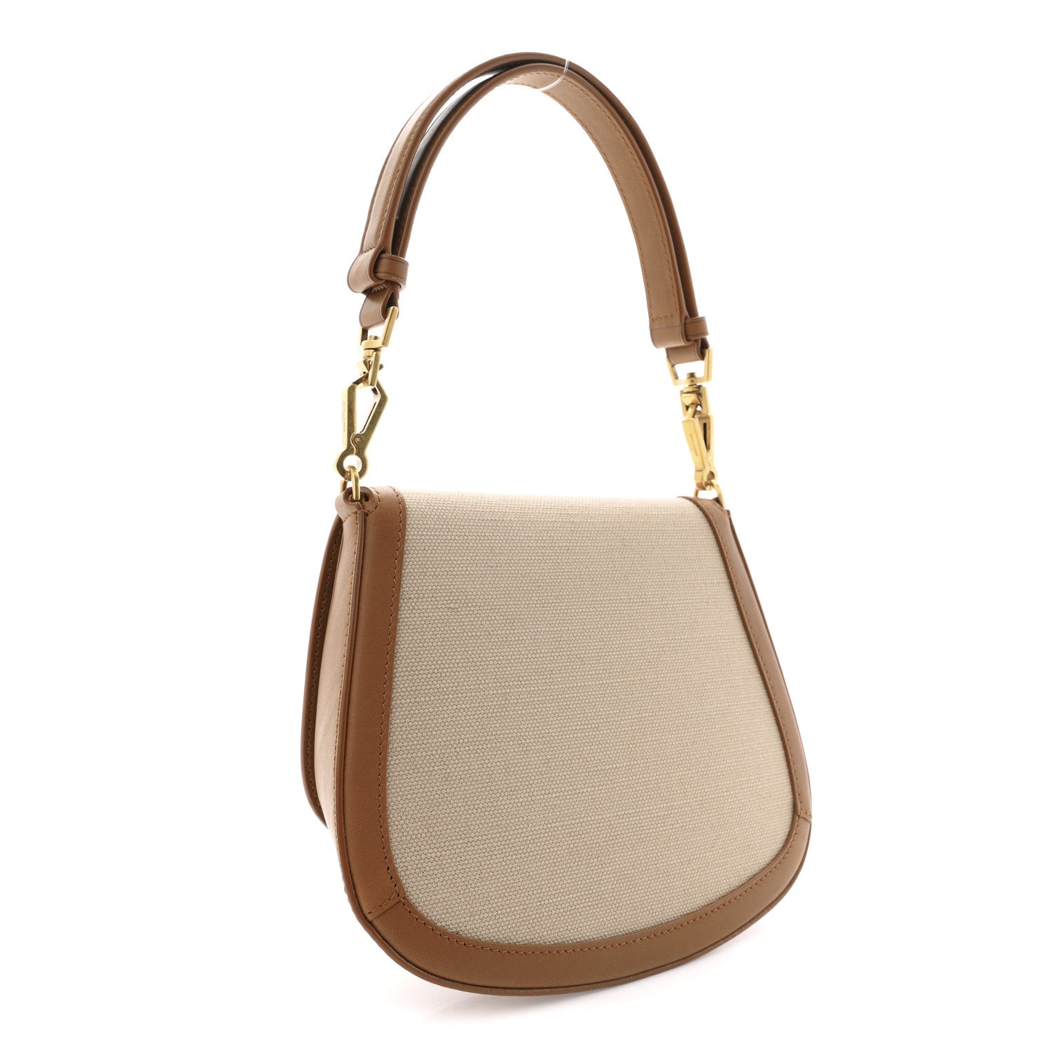 Saint Laurent Canvas Calfskin Mini Voltaire Top Handle Bag Natural Tan 3 of 10