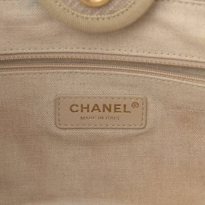 Chanel Mixed Fibers Calfskin Small Deauville Tote Beige White 7 of 17