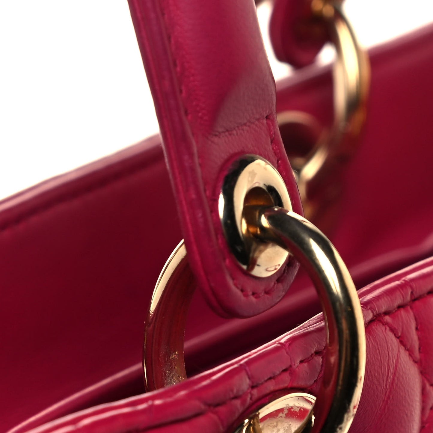 Lambskin Cannage Large Lady Dior Fuchsia
