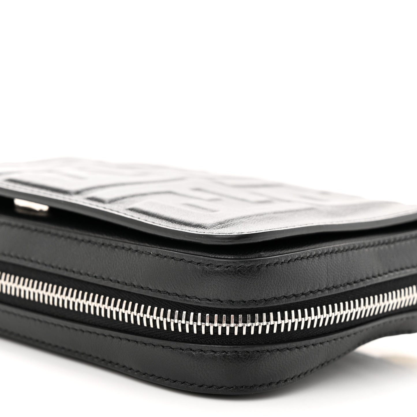 Nappa FF 1974 Embossed Mini Expandable Flap Bag Black