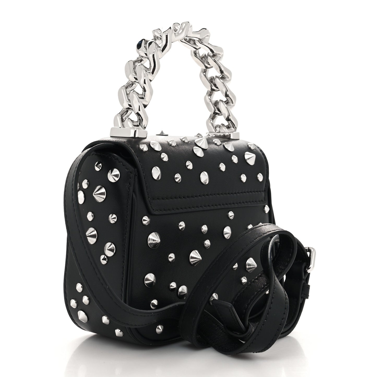 Grained Calfskin Spiked Micro La Medusa Bag Black