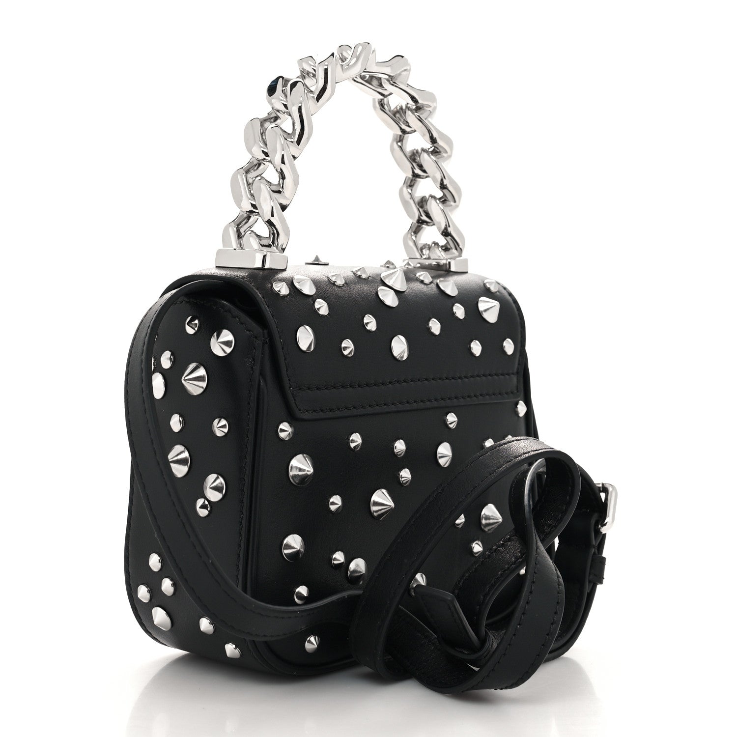 Versace Grained Calfskin Spiked Micro La Medusa Bag Black 3 of 9