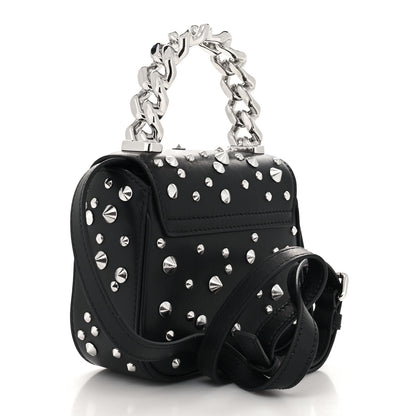 Versace Grained Calfskin Spiked Micro La Medusa Bag Black 3 of 9