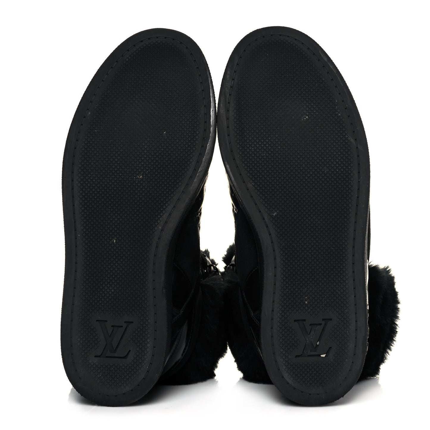 Calfskin Fur Monogram Medley High Top Sneakers 36 Black