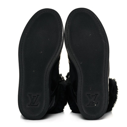 Louis Vuitton Calfskin Fur Monogram Medley High Top Sneakers 36 Black 5 of 9