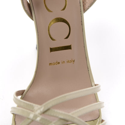 Gucci Vernice Crystal Sandals 37.5 Vintage White 9 of 10