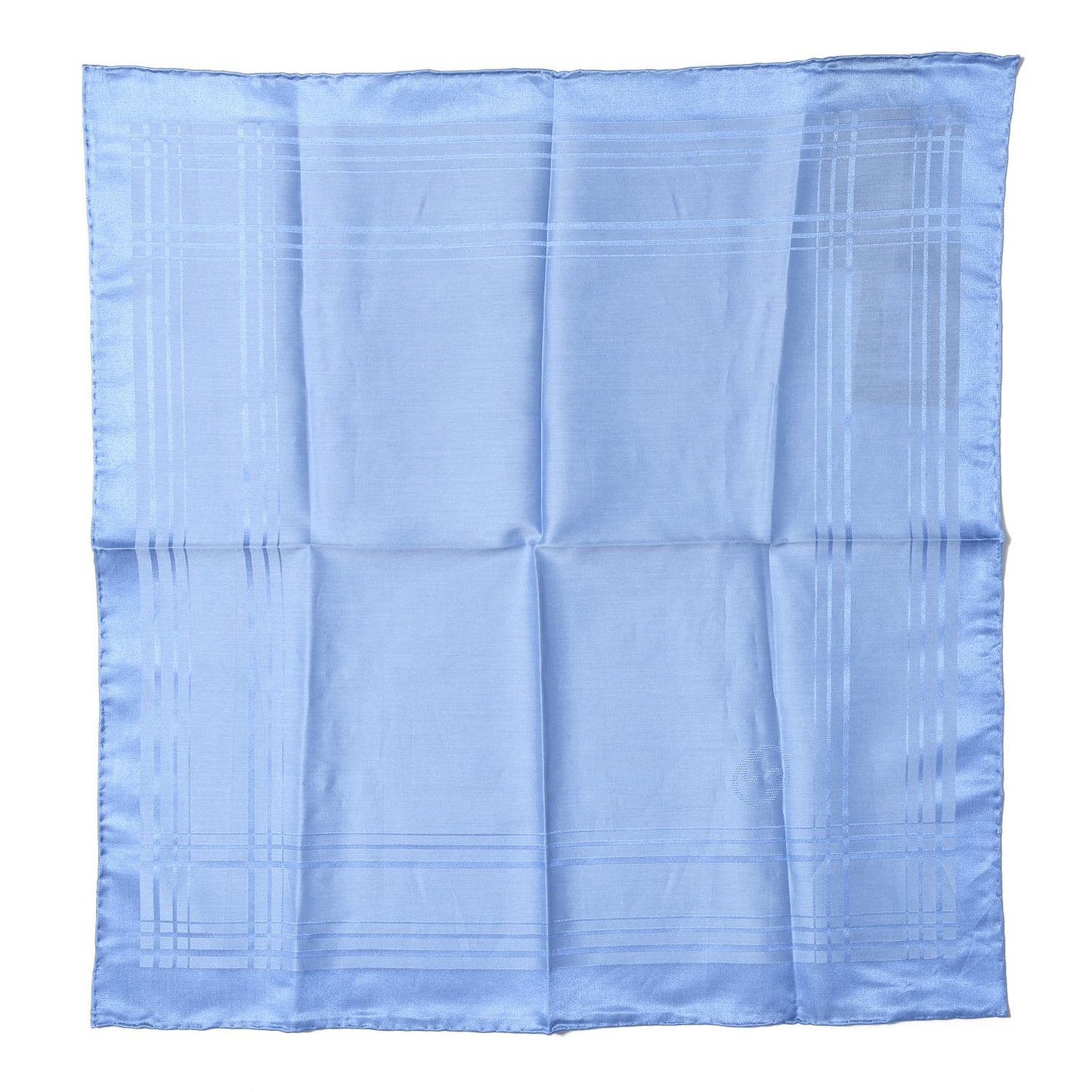 Cotton Silk GG Monogram Pocket Square Scarf Light Blue