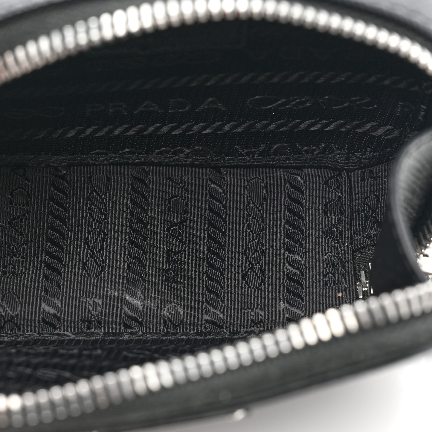 Saffiano Travel Metal Triangle Logo Mini Pouch Shoulder Bag Black