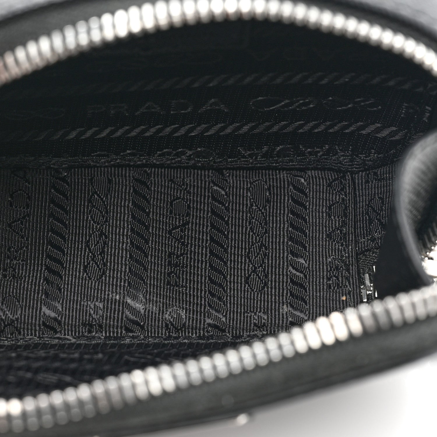 Prada Saffiano Travel Metal Triangle Logo Mini Pouch Shoulder Bag Black 5 of 8