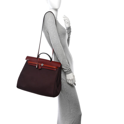 Hermes Military Toile Vache Hunter Herbag Zip 39 PM Chocolate Rouge Sellier Rouge H Cuivre 2 of 16