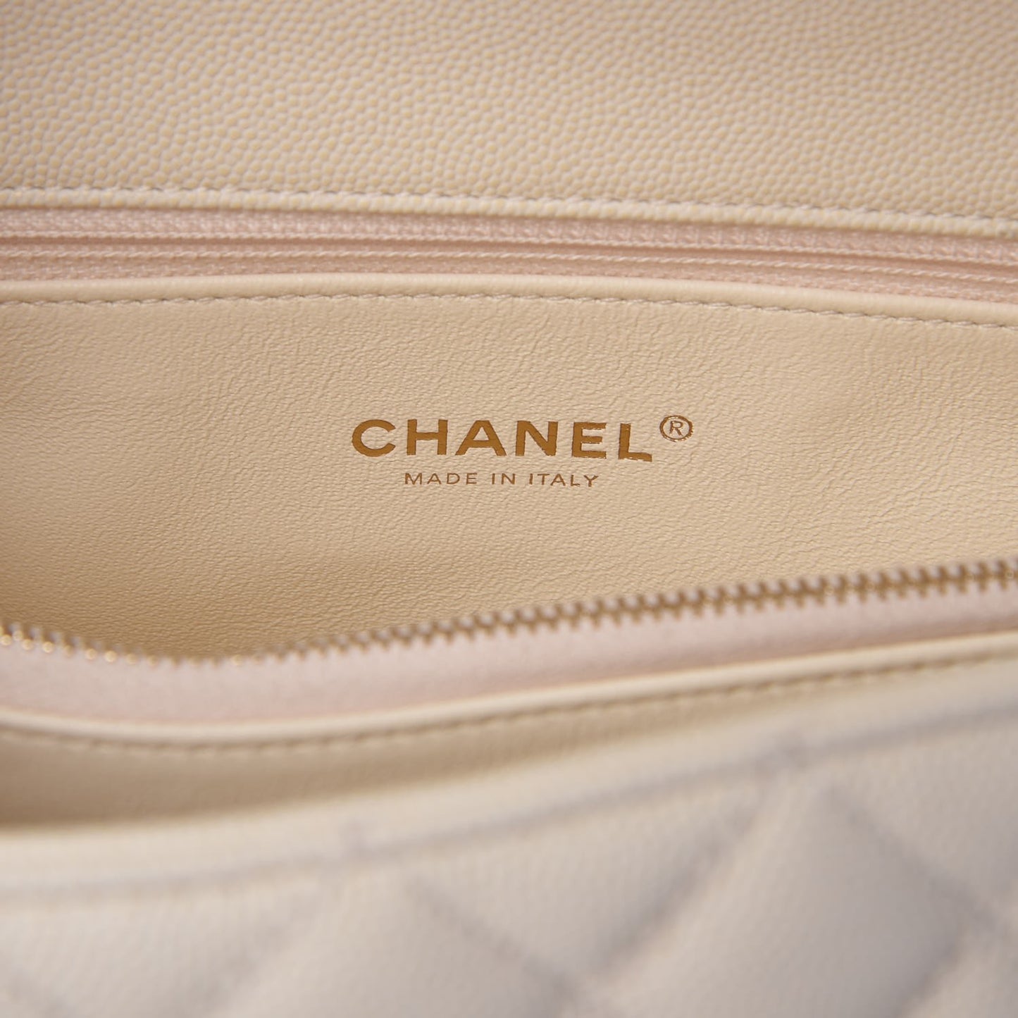 Caviar Lizard Quilted Small Coco Handle Flap Ivory