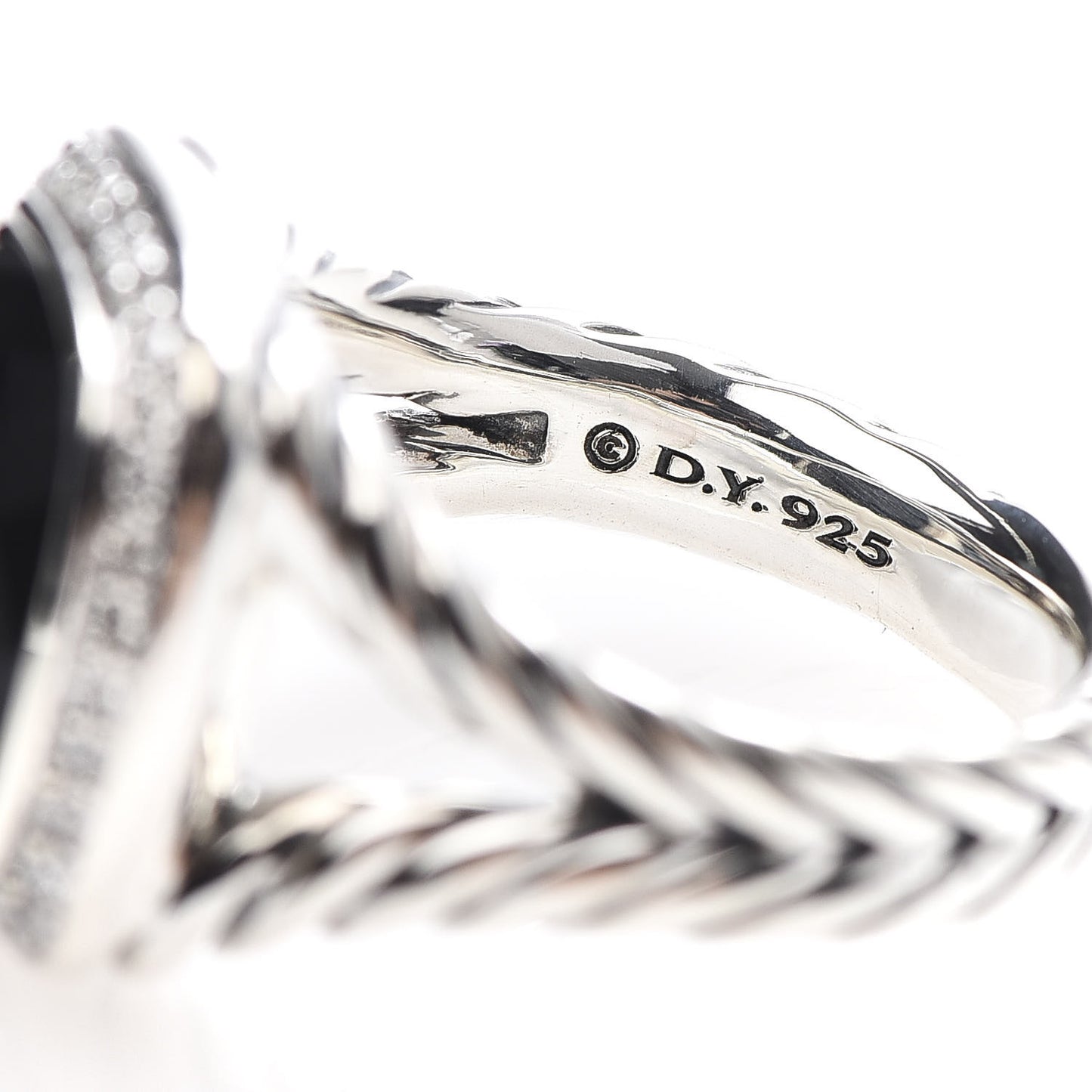 Sterling Silver Diamond Black Onyx 11mm Albion Ring 52 6