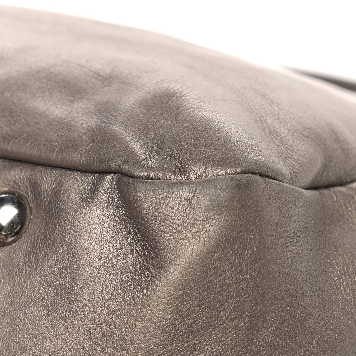Prada Metallic Soft Calfskin Two Pocket Hobo Fumo Mordore 10 of 18