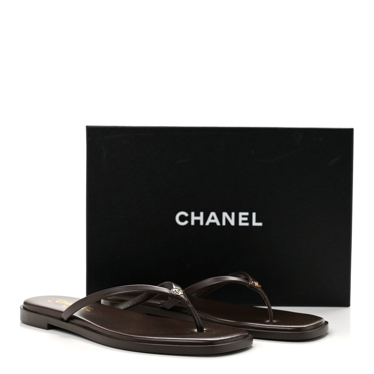 Goatskin CC Times Square Thong Sandals 39 Brown