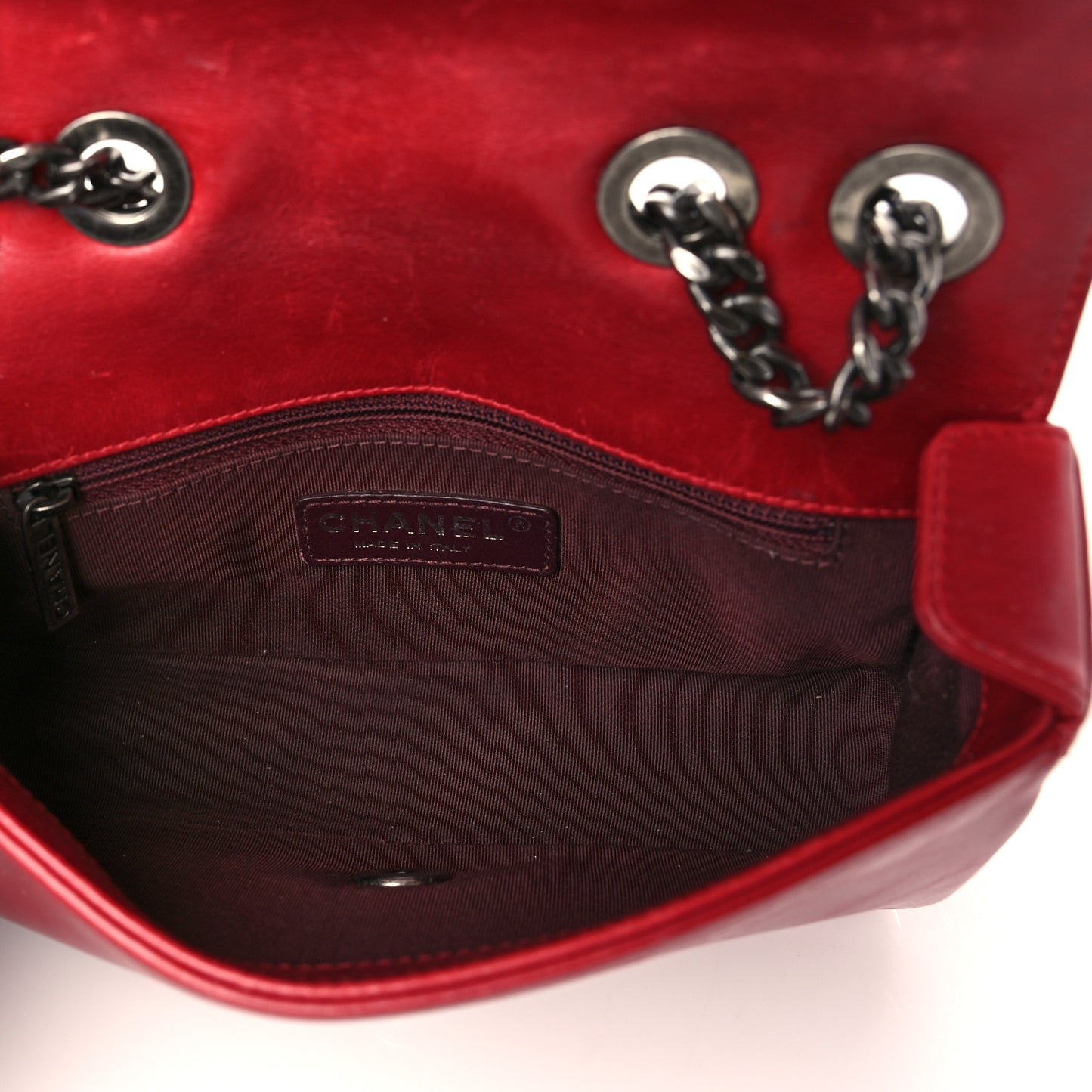 Glazed Calfskin Quilted Small Coco Boy Flap Red