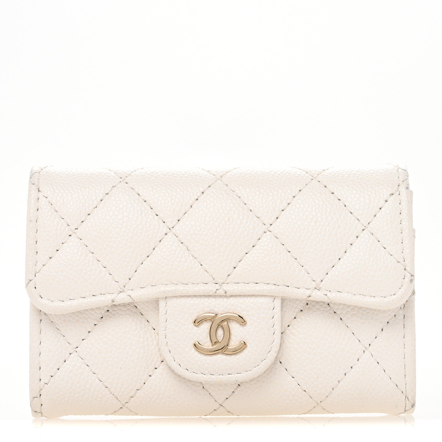 Chanel Caviar Quilted Flap Card Holder Wallet White 1 of 11