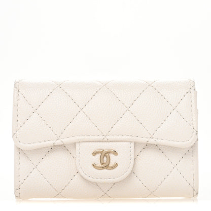 Chanel Caviar Quilted Flap Card Holder Wallet White 1 of 11