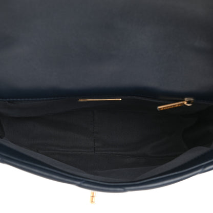 Chanel Goatskin Quilted Medium Chanel 19 Flap Navy Blue 5 of 10