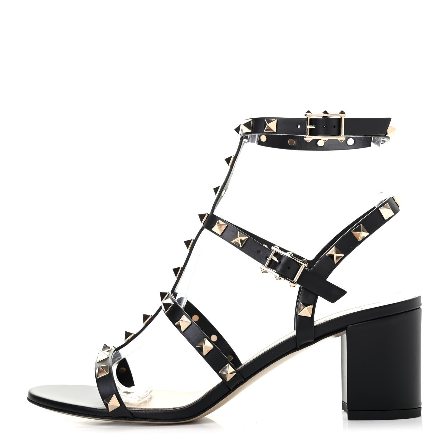 Valentino Garavani Calfskin Rockstud 60mm City Sandals 40.5 Black 1 of 7
