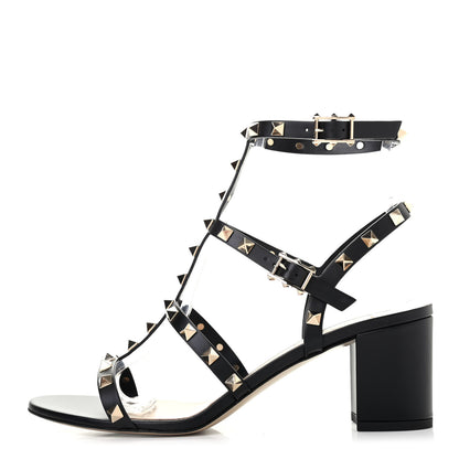 Valentino Garavani Calfskin Rockstud 60mm City Sandals 40.5 Black 1 of 7