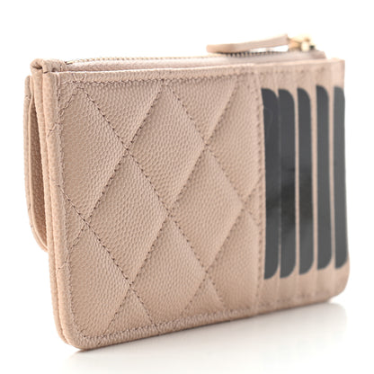 Chanel Caviar Quilted Flap Zip Card Holder Beige 3 of 7