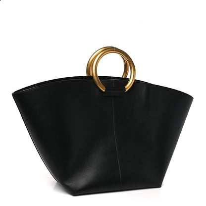Saint Laurent Smooth Calfskin Maxi Trapezoid Shopping Tote Black 4 of 11