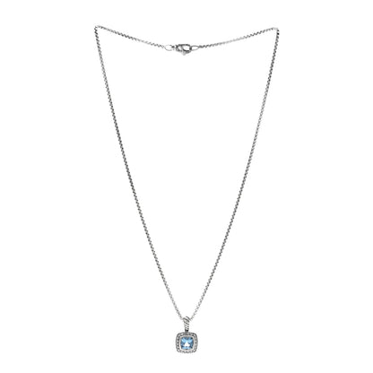 David Yurman Sterling Silver Diamond Blue Topaz 7mm Petite Albion Pendant Necklace 3 of 5