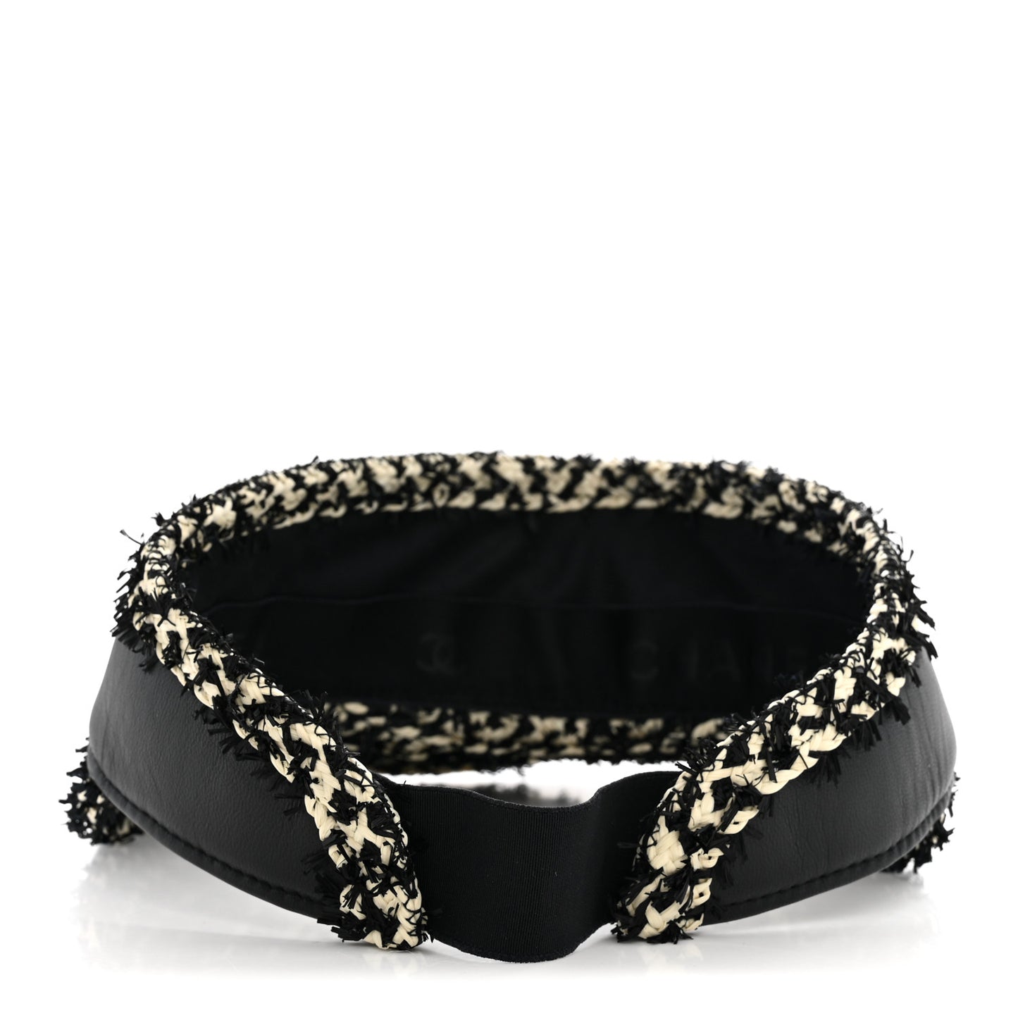 Abaca Cotton Ribbon Visor Black Beige
