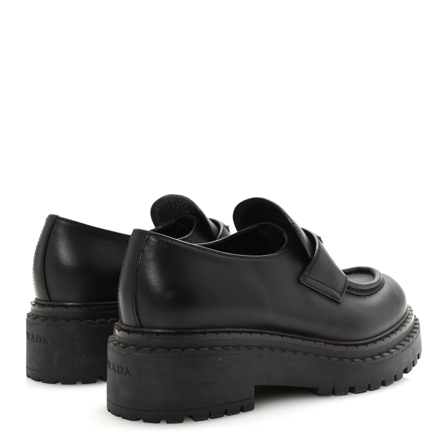 Spazzolato Metal Triangle Logo Double Chocolate Loafers 39 Black