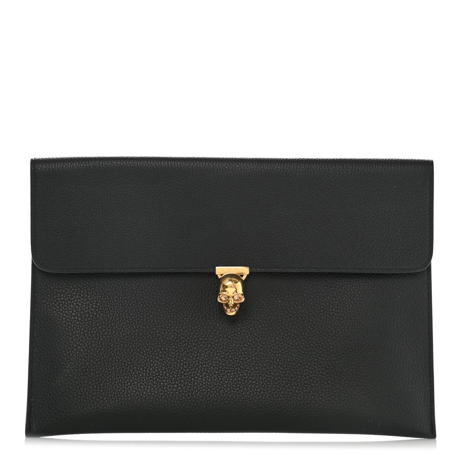 Alexander McQueen Calfskin Skull Envelope Clutch Black 1 of 8