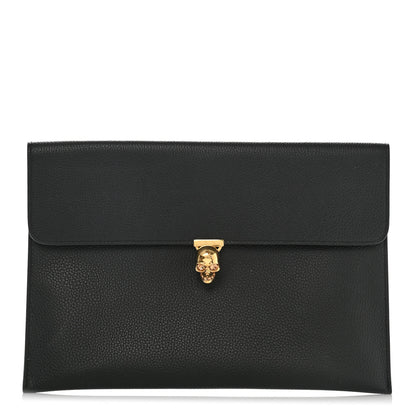 Alexander McQueen Calfskin Skull Envelope Clutch Black 1 of 8