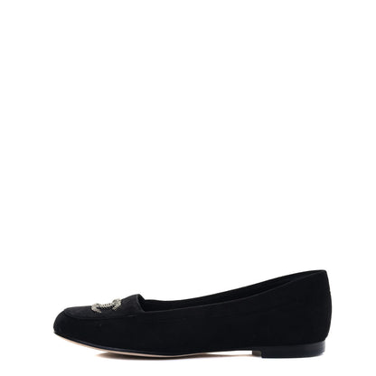 Chanel Kid Suede CC Flats 38.5 Black 1 of 7