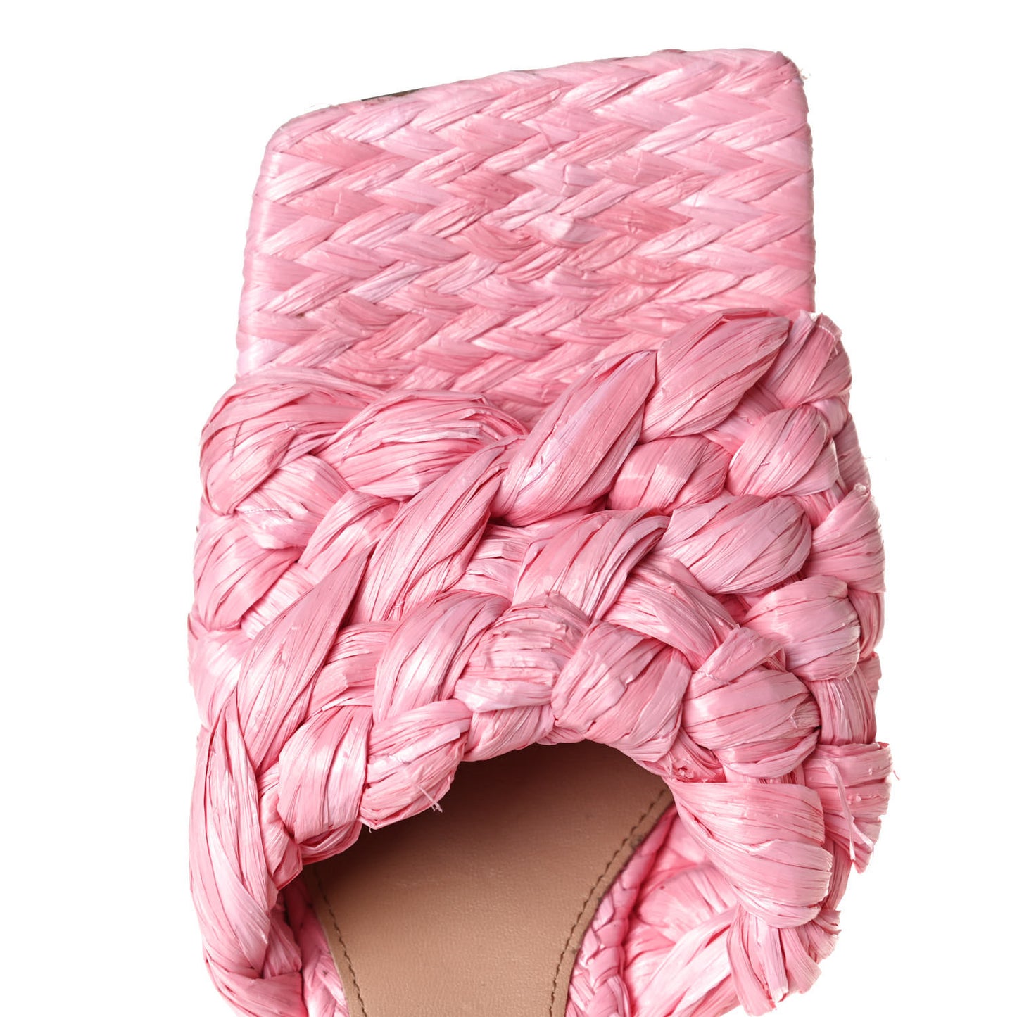 Raffia Twisted Intrecciato Stretch Mule Sandals 37 Blossom