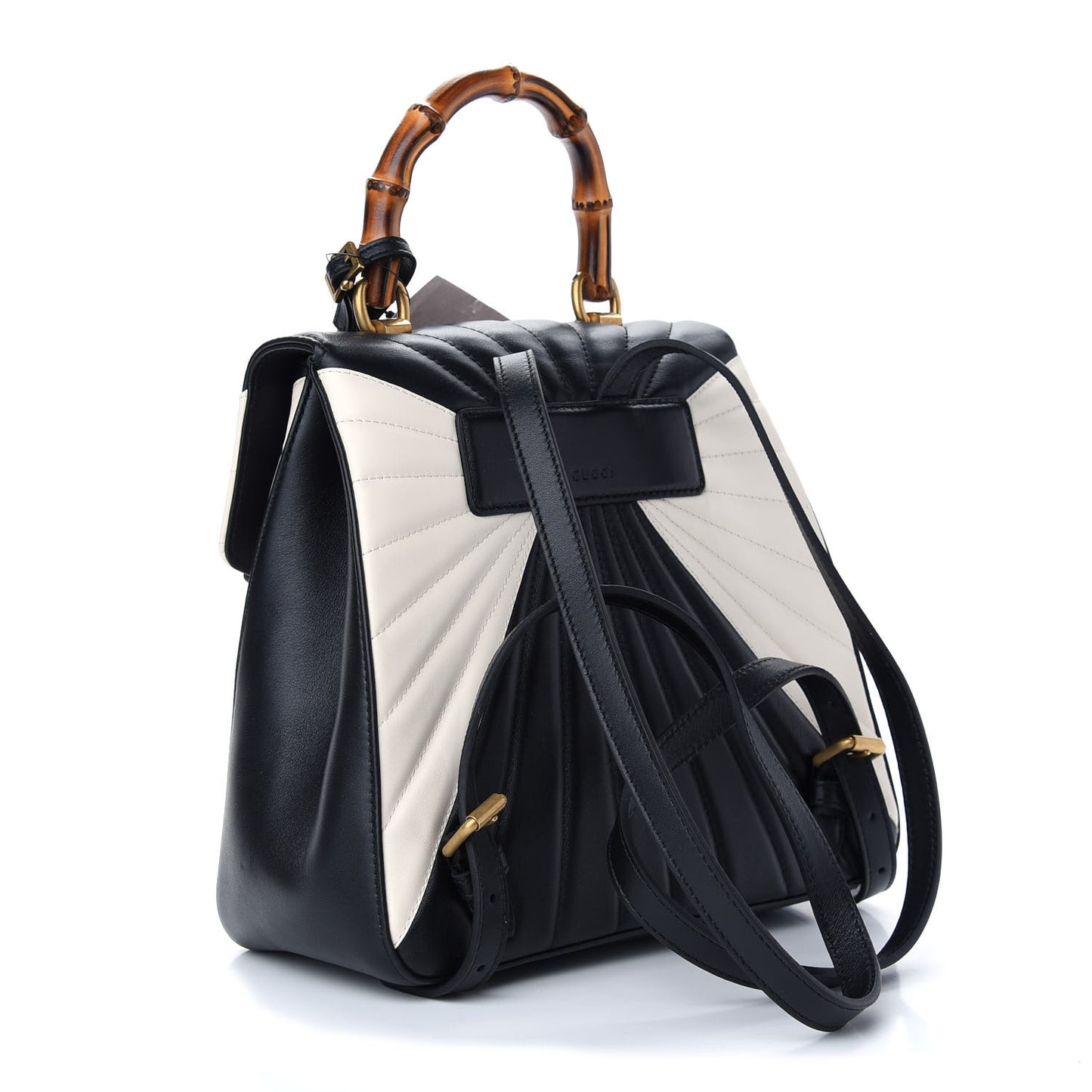 Calfskin Bamboo Trapuntata Queen Margaret Backpack Mystic White Black
