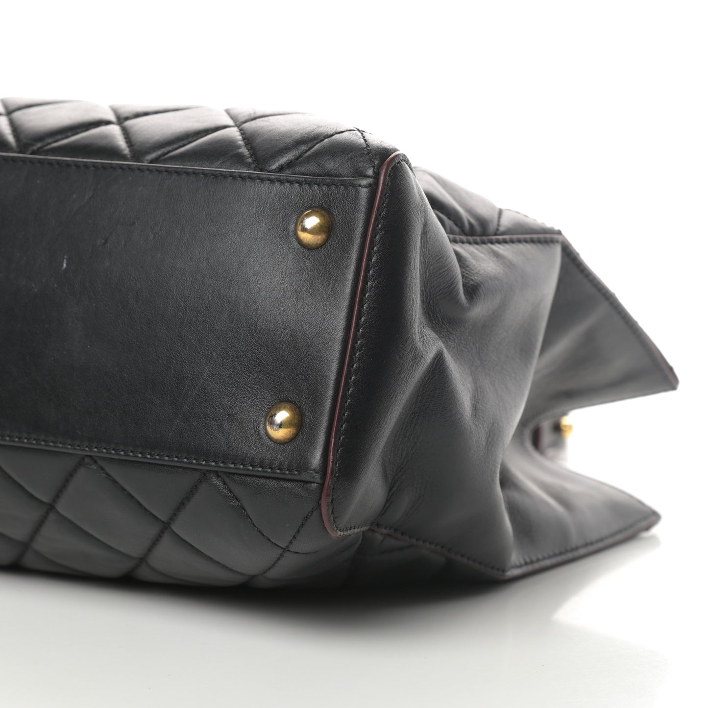 Calfskin Quilted Large Shopping Tote Black