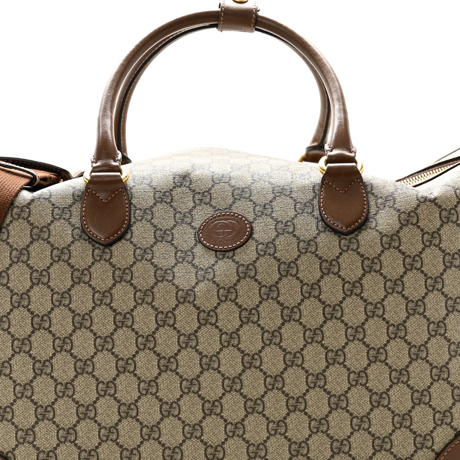Gucci GG Supreme Monogram Azalea Calfskin Retro Interlocking G Large Duffle Bag Beige Ebony Brown Sugar 7 of 15