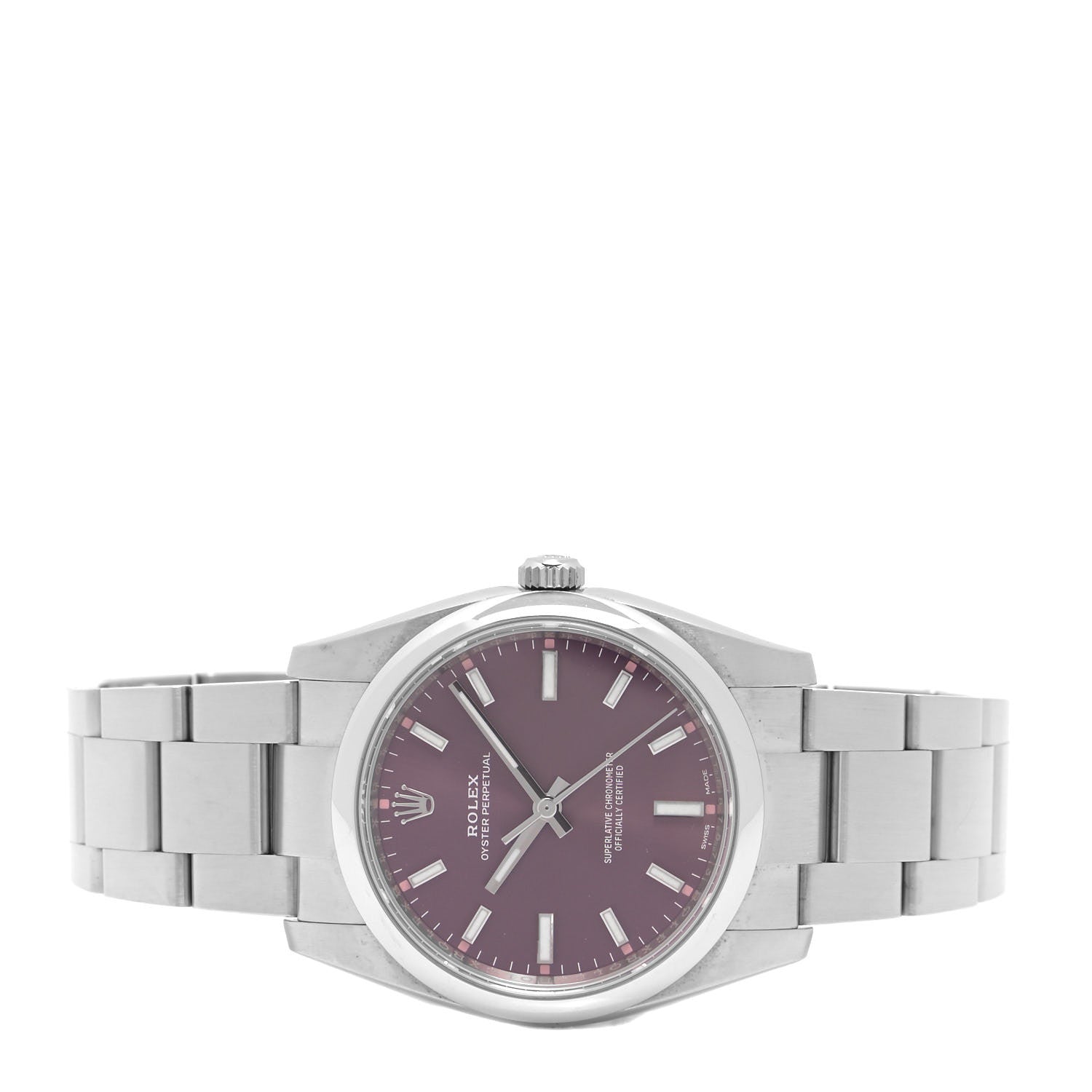 Rolex Stainless Steel 34mm Oyster Perpetual Watch Red Grape 114200 2 of 4