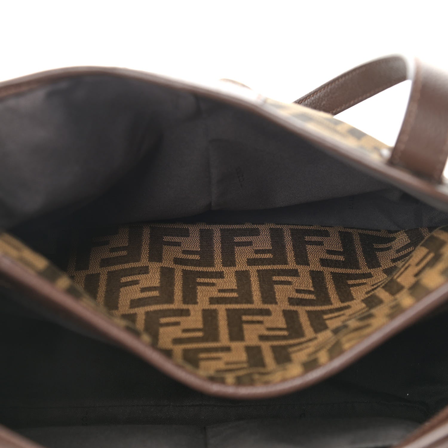 Fendi Zucca Vitello Artic Medium Shopping Tote Tobacco Castagna 6 of 13