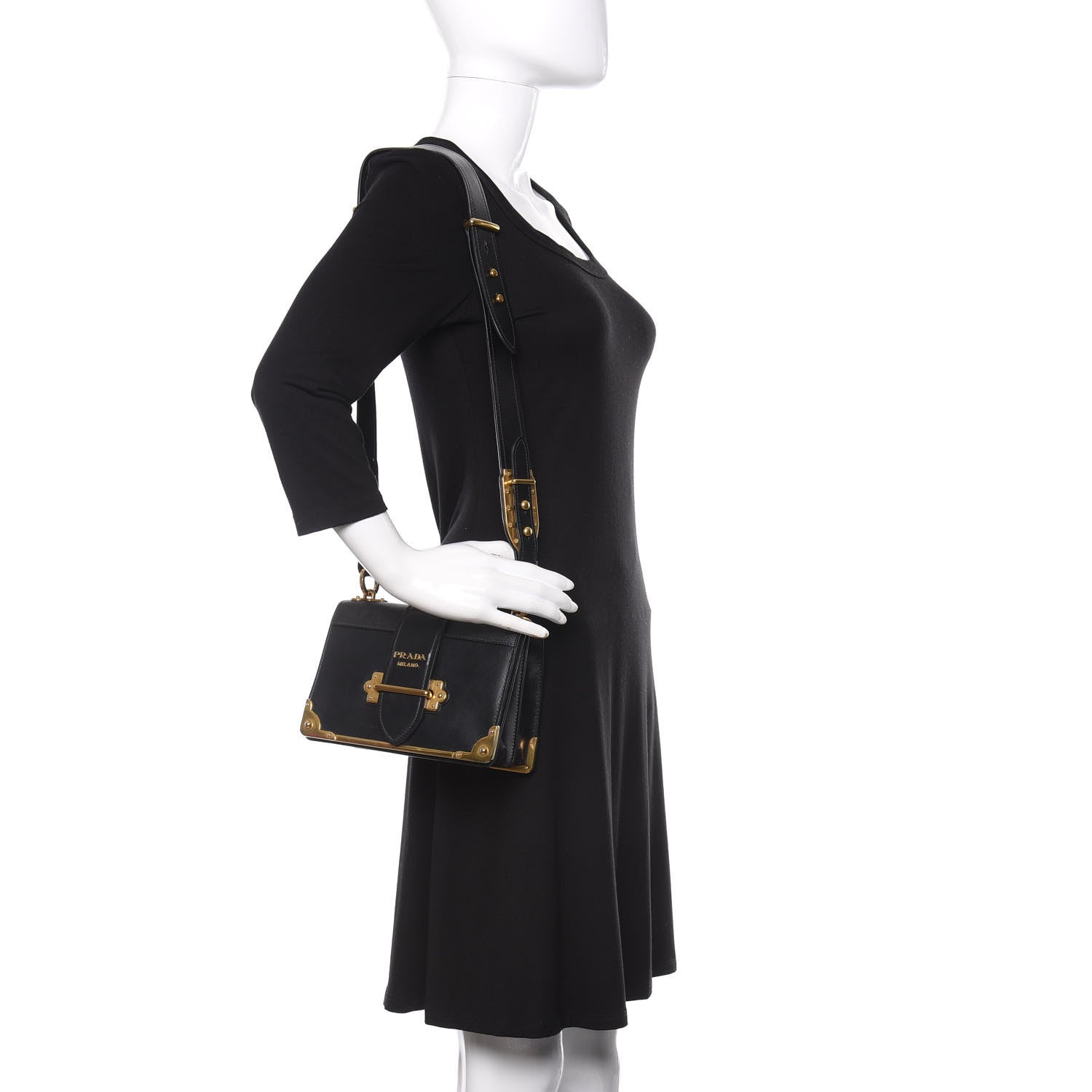 Prada City Calf Saffiano Cahier Bag Black 2 of 10