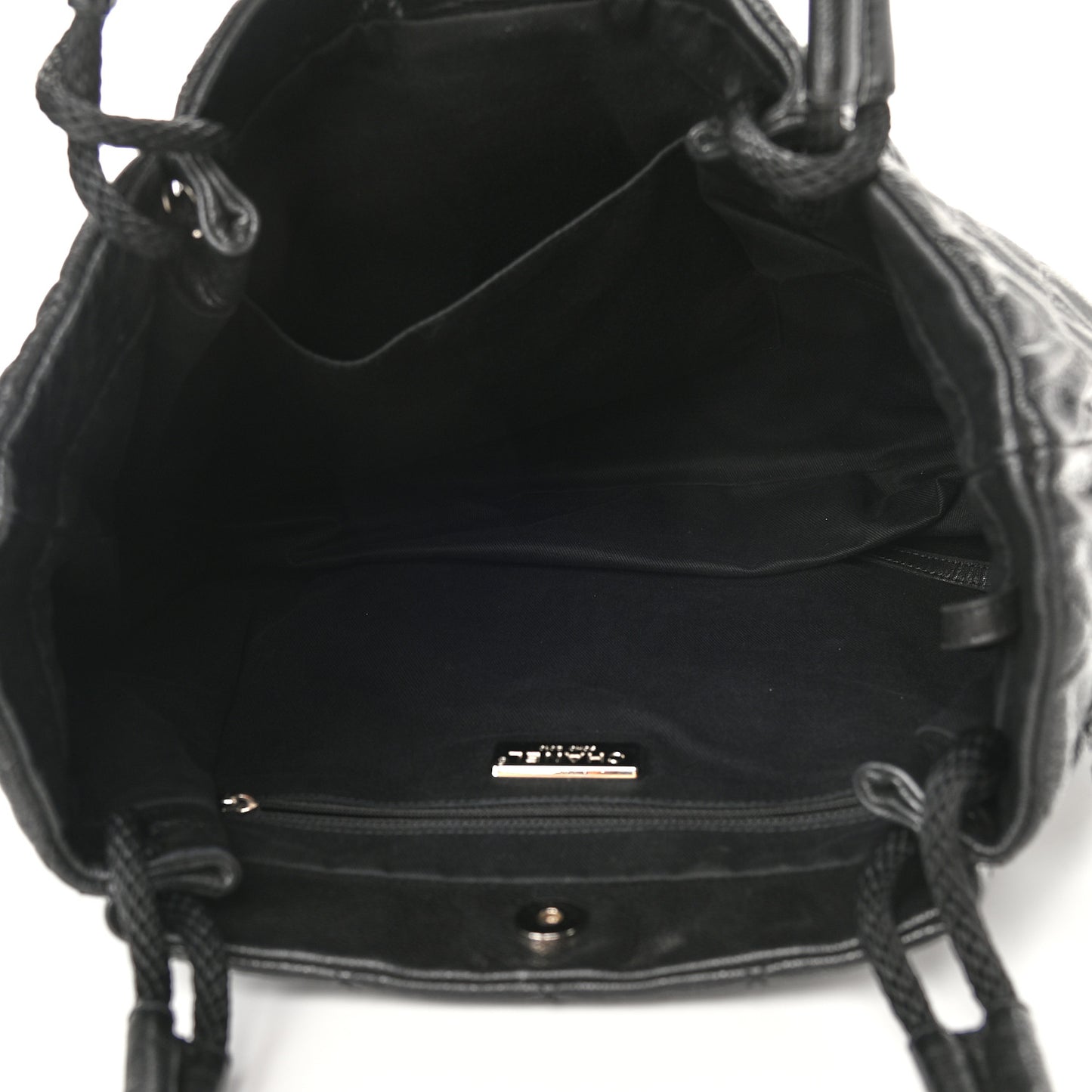 Caviar Quilted Soho Expandable Zip Shoulder Bag Black