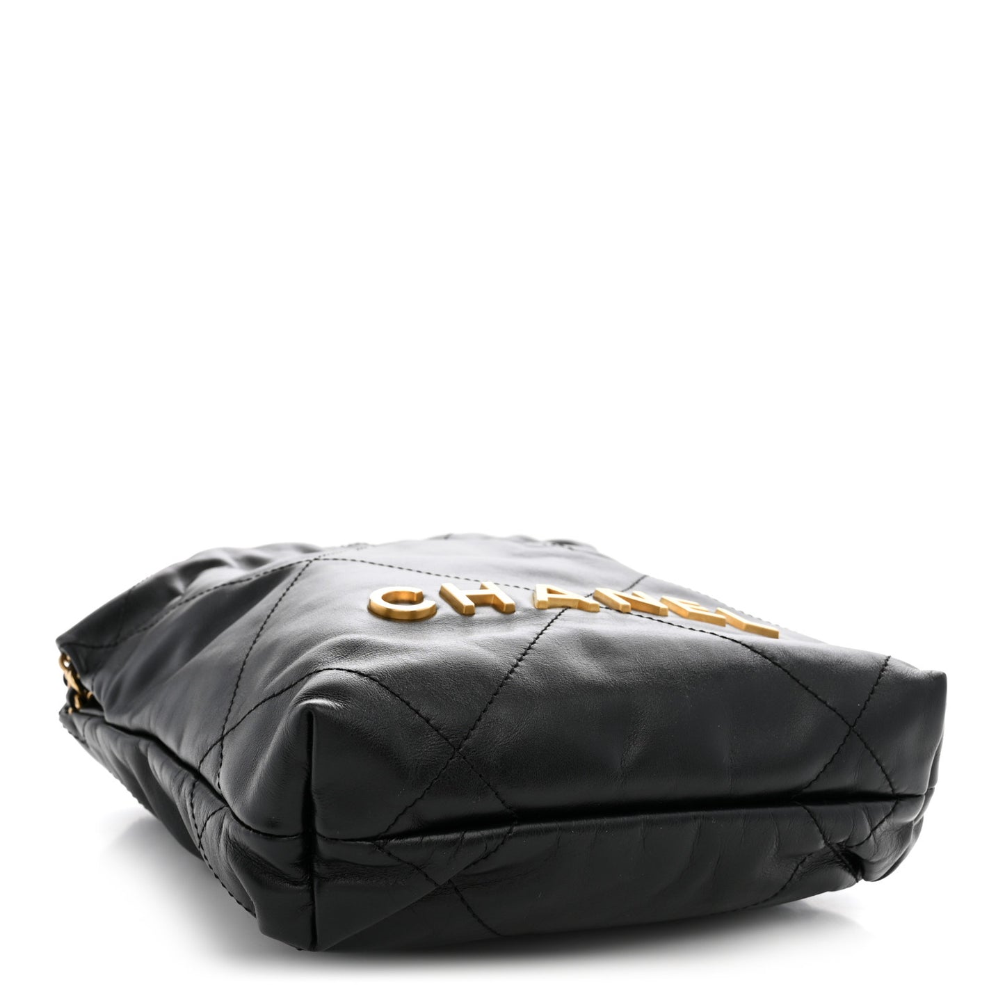 Shiny Calfskin Quilted Mini Chanel 22 Black