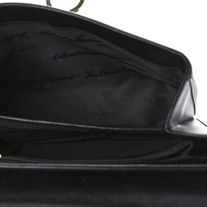 Salvatore Ferragamo Hammered Calfskin Iconic Large Top Handle Bag Black 5 of 8