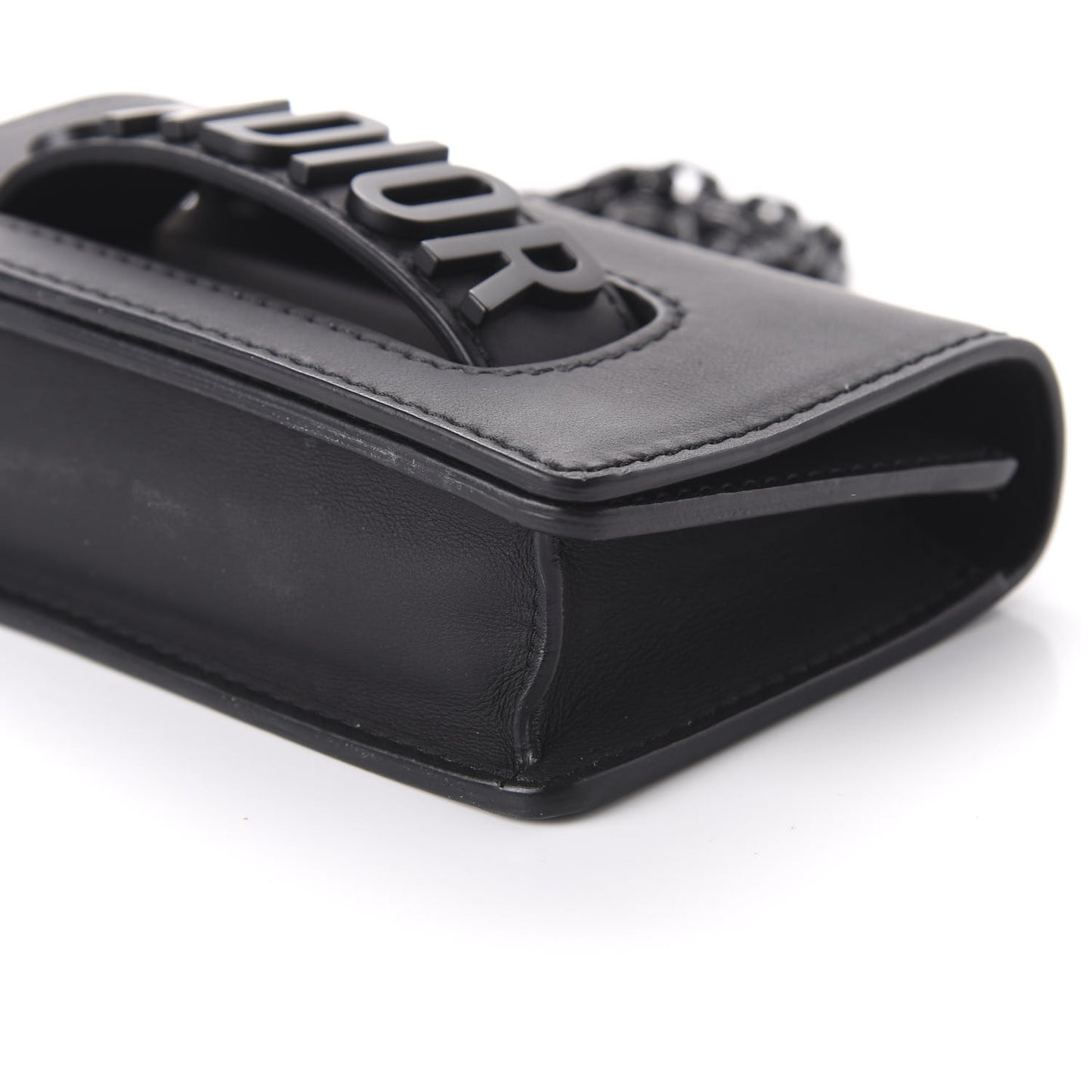 Ultra Matte Calfskin Mini J'Adior Chain Flap Bag Black