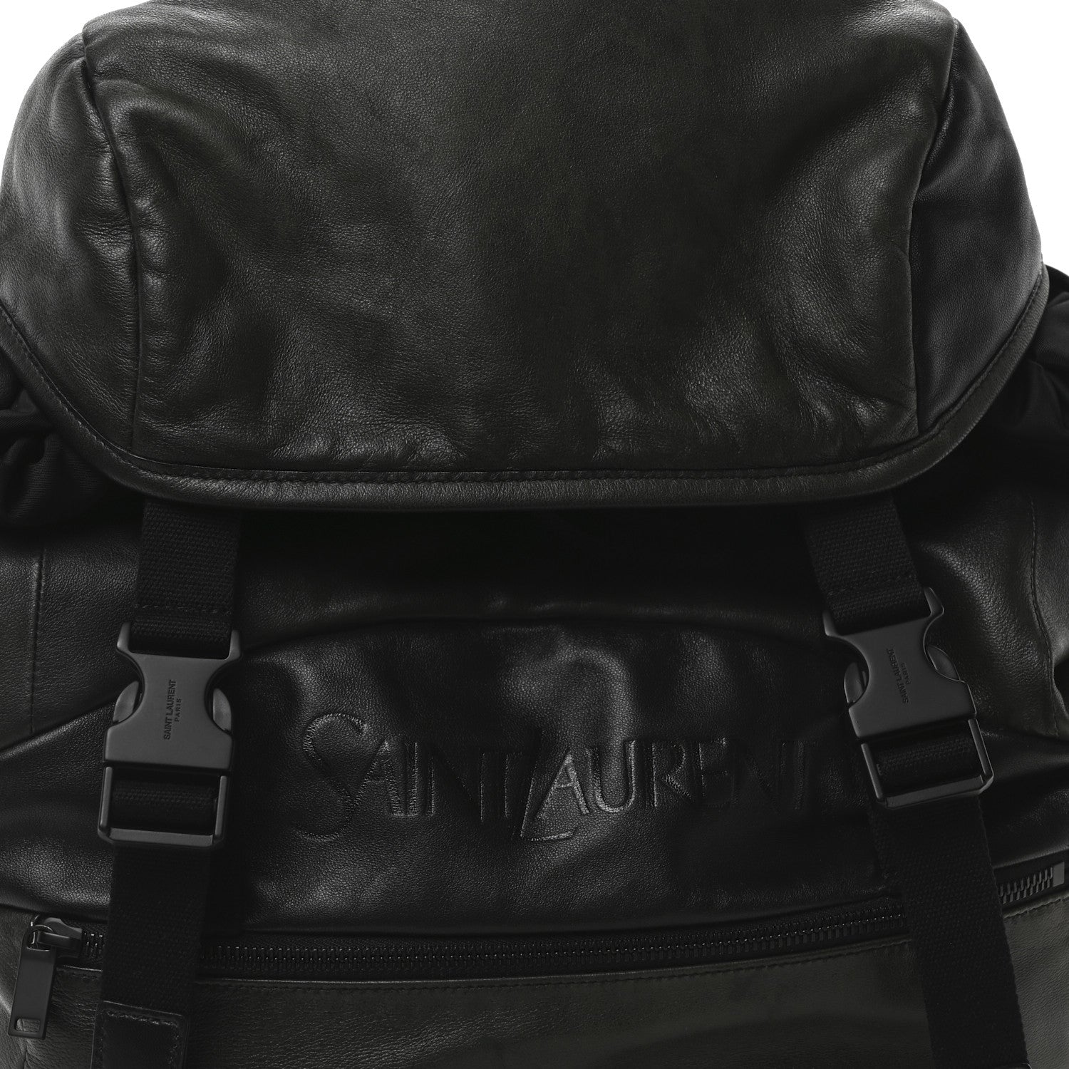 Saint Laurent Calfskin Logo Debossed Backpack Black 7 of 9
