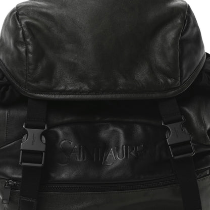 Saint Laurent Calfskin Logo Debossed Backpack Black 7 of 9