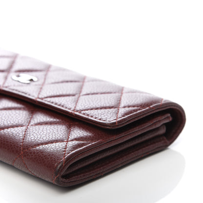 Chanel Caviar Quilted Large Gusset Flap Wallet Dark Red 14 of 20
